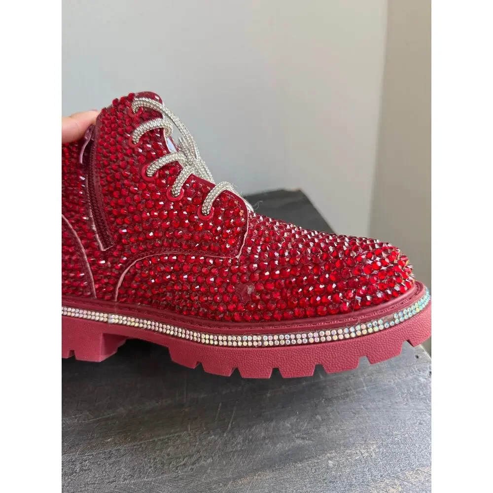 Lola + The Boys Crystal Ruby Boots Kids Size 34 / Big Kid 3 NWOT